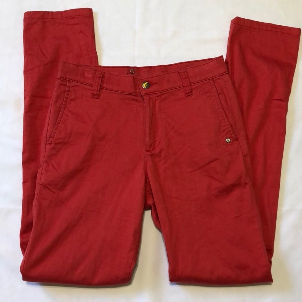 Monkee Genes Women's 28 / 6 Coral/Red Organic Cotton High Rise Skinny Jeans